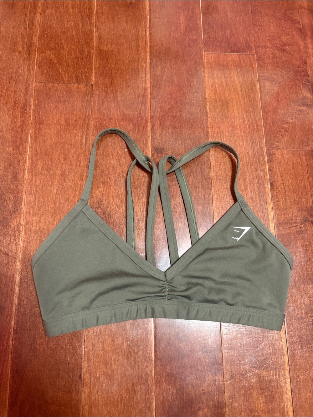 Gymshark Olive Green Strappy V-Neck Sports Bralette